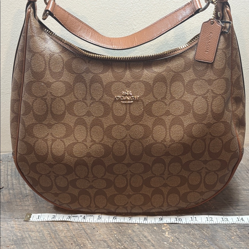 Coach Harley Hobo Tan signature C Shoulder Saddle Bag purse tote - Picture 16 of 16